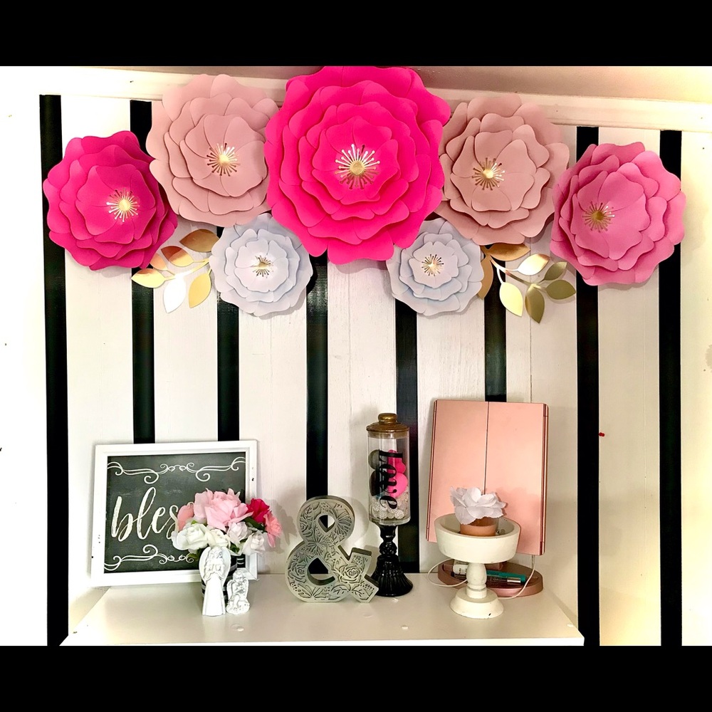 Pink DIY paper flower KIT 7 pc.